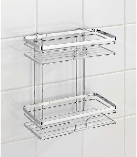 Wenko Premium Wall Mounted Bathroom Shelf Metallic 24x27x13.5cm Silver