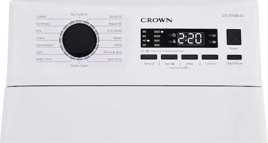 Crown Πλυντήριο Ρούχων Άνω Φόρτωσης 7.5kg 1200 Στροφών CTL7512BLDC