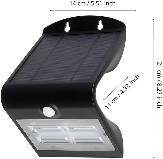 Eglo Lamozzo Wall Mounted Solar Light 3.2W 440lm Natural White 4000K with Motion Sensor and Photocell IP54 14cmx21cmcm