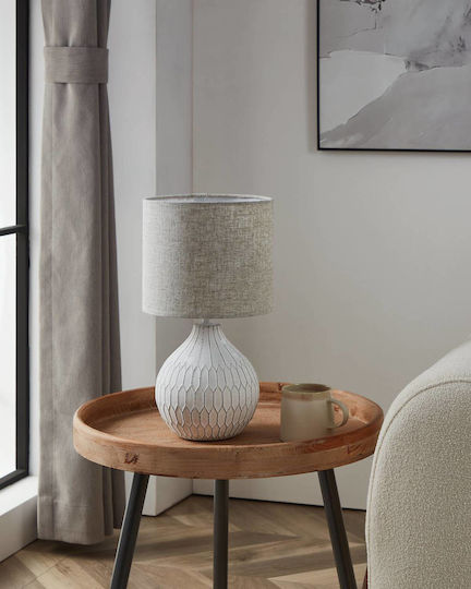 Eglo Bellariva Ceramic Table Lamp for Socket E27 with White Shade and Base
