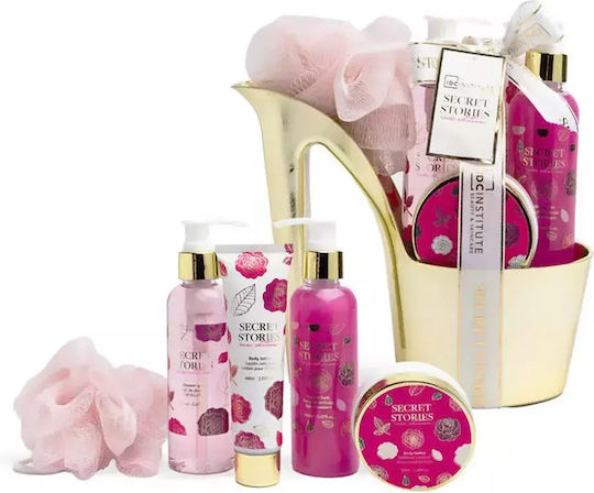 IDC Institute Secret Stories Rose Edition High Heel Shoe Skin Care Set for Moisturizing & Body Cleaning 6pcs