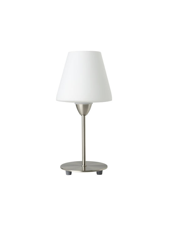 Eglo Metal Table Lamp for Socket E14 with White Shade and Silver Base