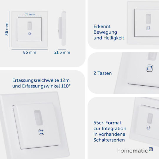 HomeMatic Wireless RF Motion Sensor Infrared 110° Detection Angle 12m Range