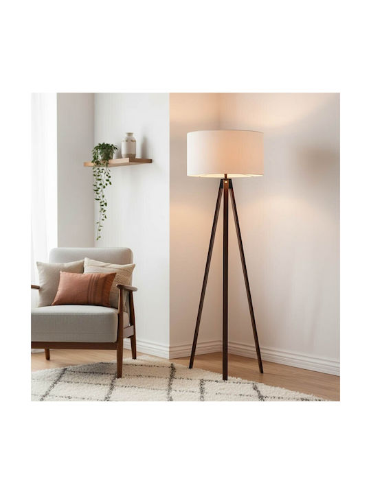 Pakketo PWL-1059 Floor Lamp H140xW38cm. with Socket for Bulb E27 Walnut/Beige
