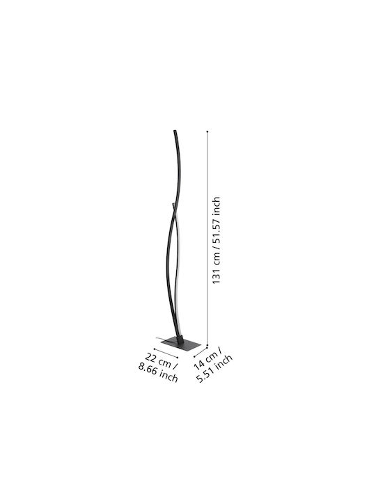 Eglo Grisolia LED Φωτιστικό Δαπέδου Υ129xΜ22εκ. με Φυσικό Λευκό Φως Μαύρο