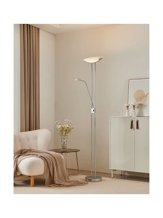 Eglo Baya LED Floor Lamp H180xW25cm. with Warm White Light Silver