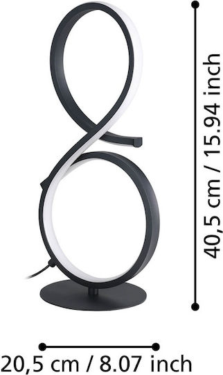 Eglo LED Nightstand Lamp Serpins Curved Decorative Table Lamp Room Decor Living Room Nightstand Light Made of Metal in Black Plastic in White Warm White Height 40.5 cm