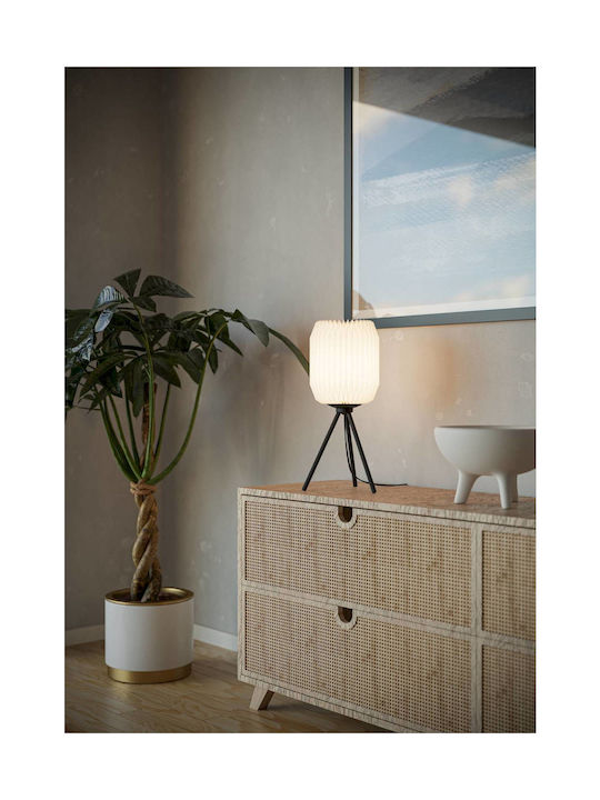 Eglo Belgrave Decorative Table Lamp Japanese Nightstand Lamp Made with Black Metal and White Paper for Room Decor Bedroom E27 Socket