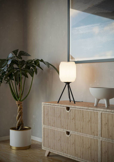 Eglo Belgrave Decorative Table Lamp Japanese Nightstand Lamp Made with Black Metal and White Paper for Room Decor Bedroom E27 Socket