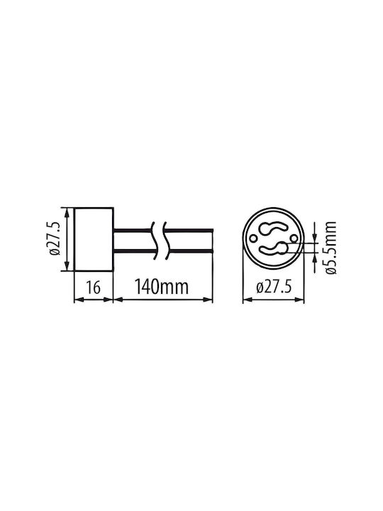 Maclean Connection Socket Ceramic Holder Gu10 Maclean Energy Mce428 250v Rated Prad 2a Cable Length 14cm
