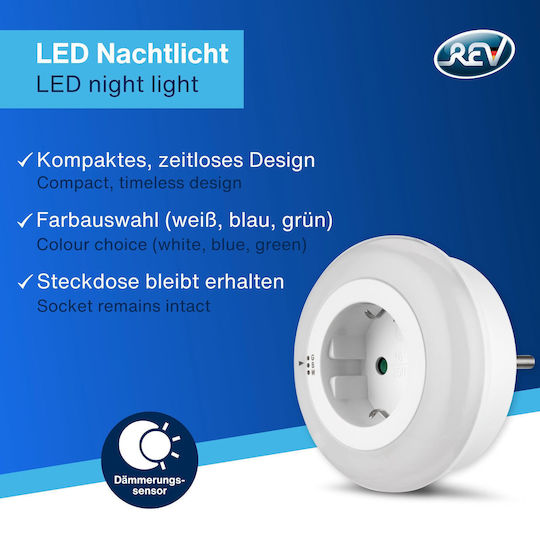 REV LED Nachtlicht Schalter Steckdose mit Lichtsensor 1Stück