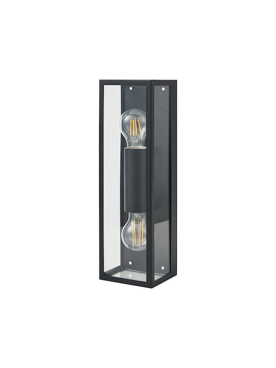 Eglo Amezola Industrial Bathroom Wall Lamp with E27 Lamp Bulb Base Black 11x11cm