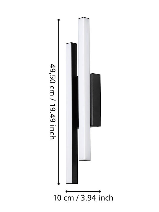 Eglo Serricella Стенен Външен Плафон LED IP55 с Топло бяло Светлина 10x49.5εκ.