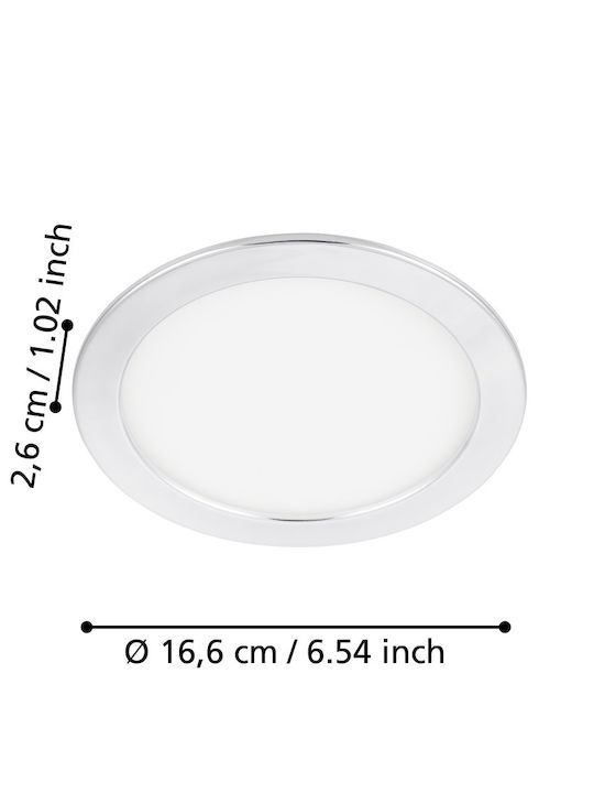 Eglo Round Recessed LED Panel 10.5W with Natural White Light 4000K 16.6cm