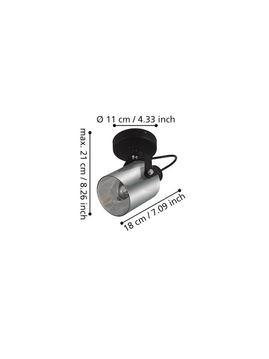 Eglo Berregas Single Spot with Socket E27 in Silver Color
