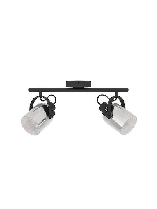 Eglo Berregas Double Spot with Socket E27 in Black Color