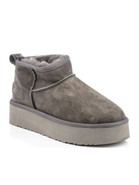 Leather Women's Ankle Boots Gray
