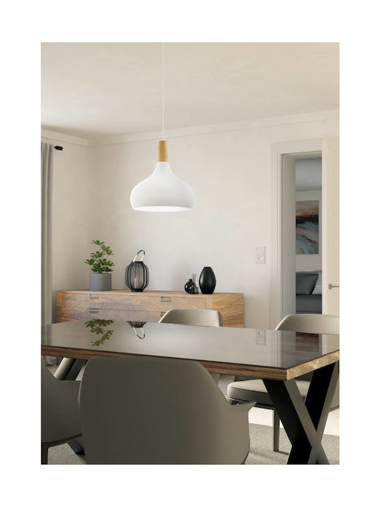 Eglo 901178-Pendant Ceiling Light Sabinar 1xe27 60w 230v D.28cm White-FSC Certified