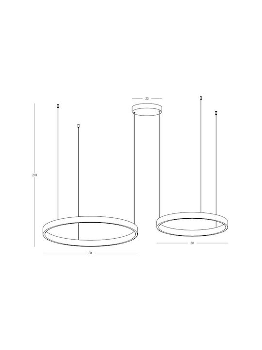 Zambelis Lights Κρεμαστό Φωτιστικό Μαύρο LED με Θερμό Λευκό Φως