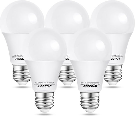 Aigostar Ντουί Σχήμα Θερμό Λάμπα LED 15W για Ντουί E27 και Σχήμα A60 Θερμό Λευκό 1200lm