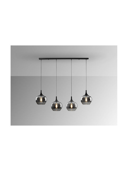 Opaz Adjustable Pendant Light Black for 4 Bulbs E27 19x19cm