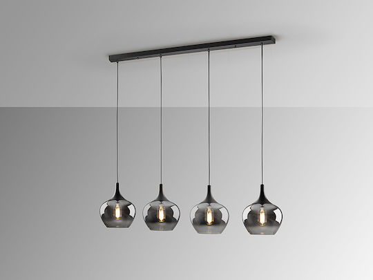 Opaz Adjustable Pendant Light Black for 4 Bulbs E27 19x19cm