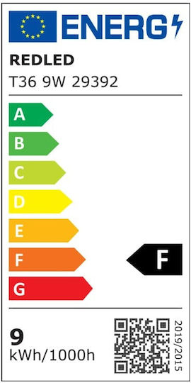 Redled LED Bulb 9W 130mm for E27 Socket and T36 Shape Warm White 900lm