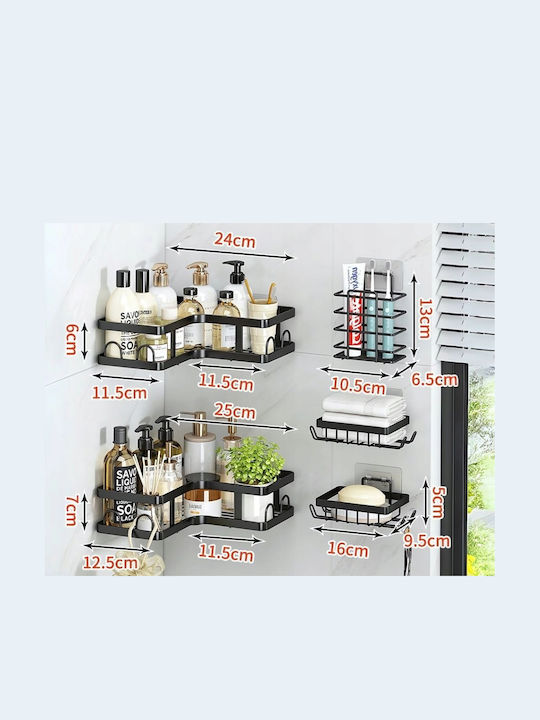 Verk Group Corner Wall Mounted Bathroom Shelf Metallic Black