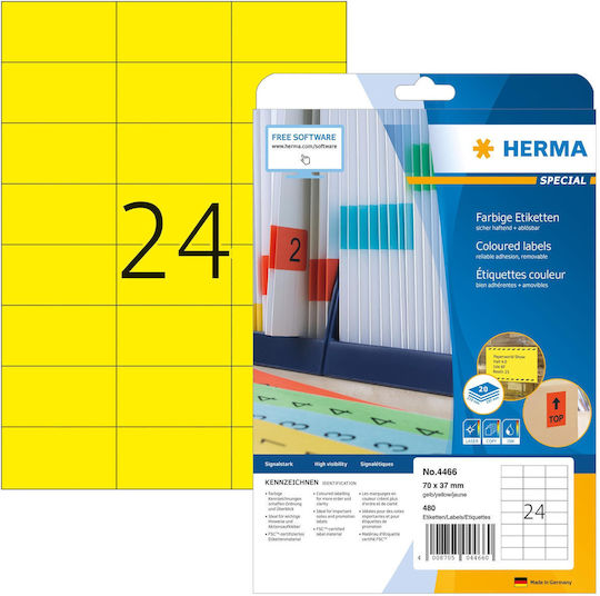 Herma 480 Αυτοκόλλητες Ετικέτες Α4 Ορθογώνιες 70x37mm
