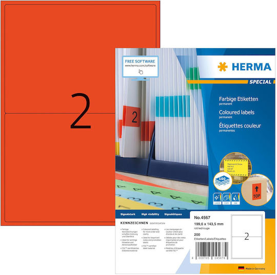 Herma Αυτοκόλλητες Ετικέτες Α4 Ορθογώνιες 199.6x143.5mm