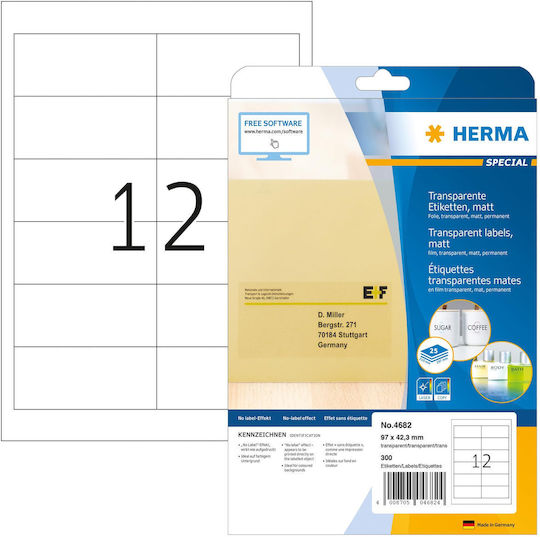 Herma 300 Αυτοκόλλητες Ετικέτες Α4 Ορθογώνιες 97x42.3mm