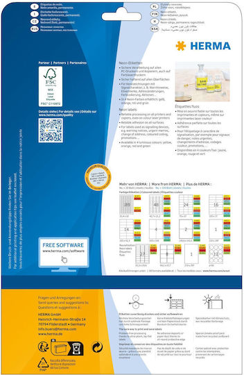Herma 540 Αυτοκόλλητες Ετικέτες Α4 Ορθογώνιες 63.5x29.6mm