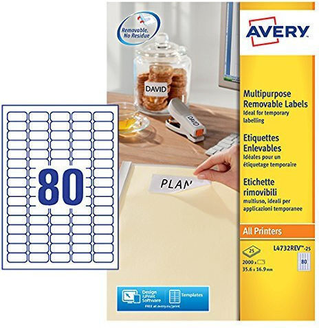 Avery 2000 Самозалепващи A4 етикети 35.6x16.9мм