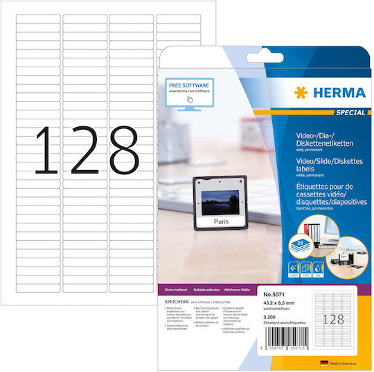 Herma 3200 Αυτοκόλλητες Ετικέτες Α4 Ορθογώνιες 43.2x8.5mm