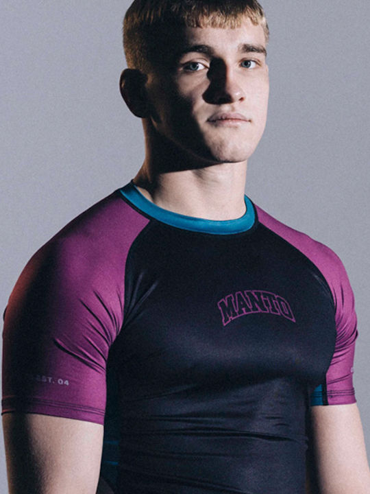 Manto Ανδρική Κοντομάνικη Μπλούζα MN-R100-BK για Jiu-Jitsu Πολύχρωμη