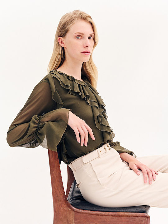 Women's Fabric Trousers Vanilla, Beige