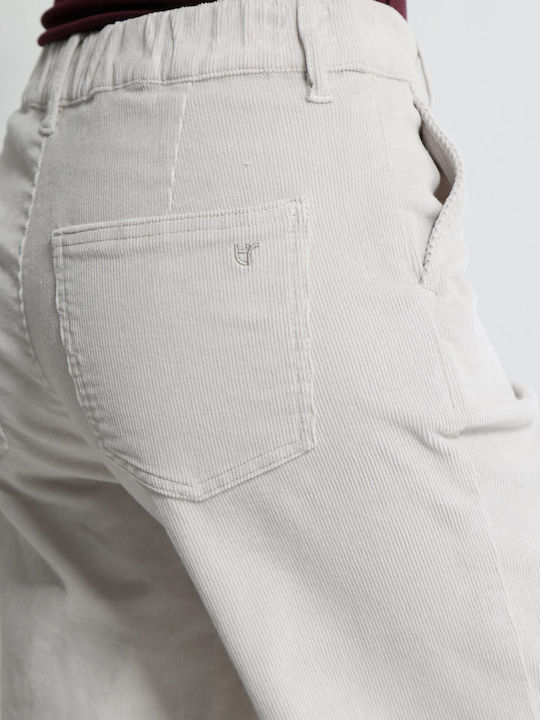 Women's Fabric Trousers Ecru