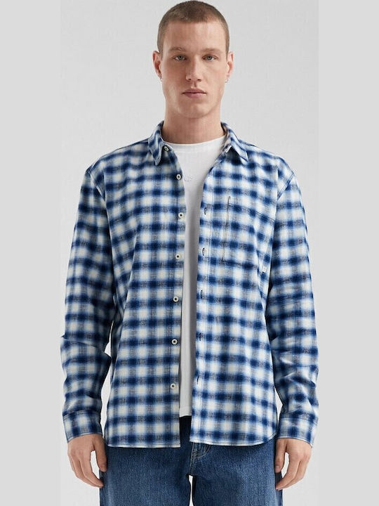 Long-sleeved Shirt Checked Blue