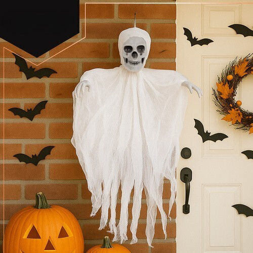 Halloween Skeleton Decoration Zola Hanging 70 X 60 Cm White