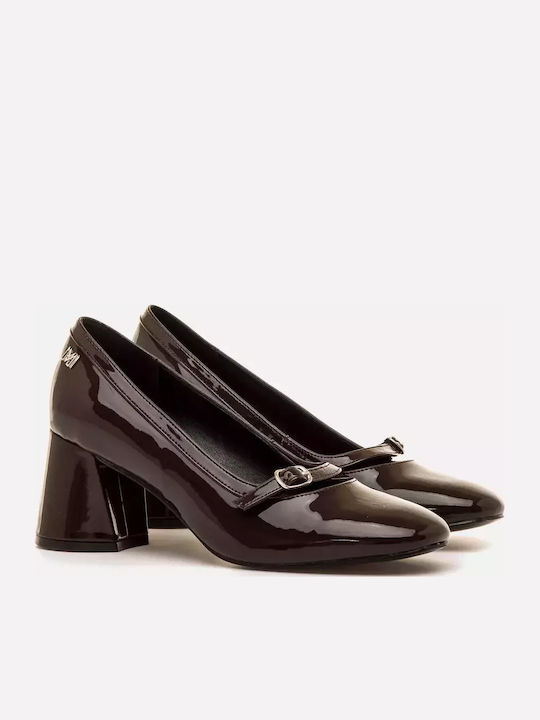 Pantofi cu toc Burgundy