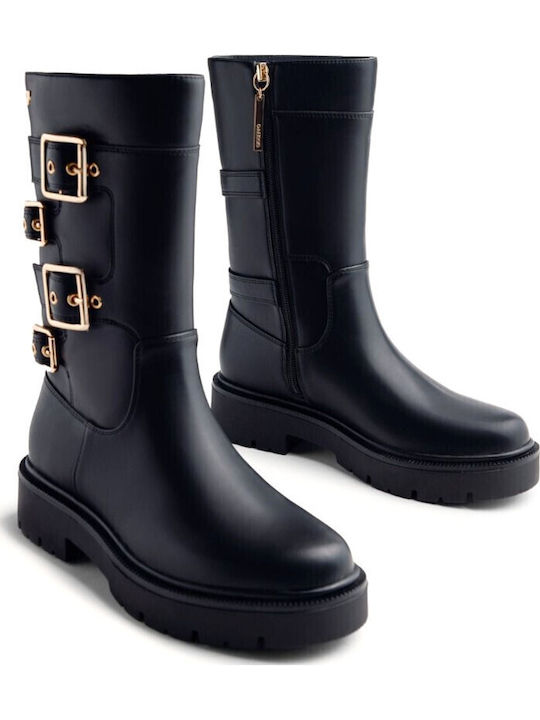 Leder Damenstiefel Schwarz