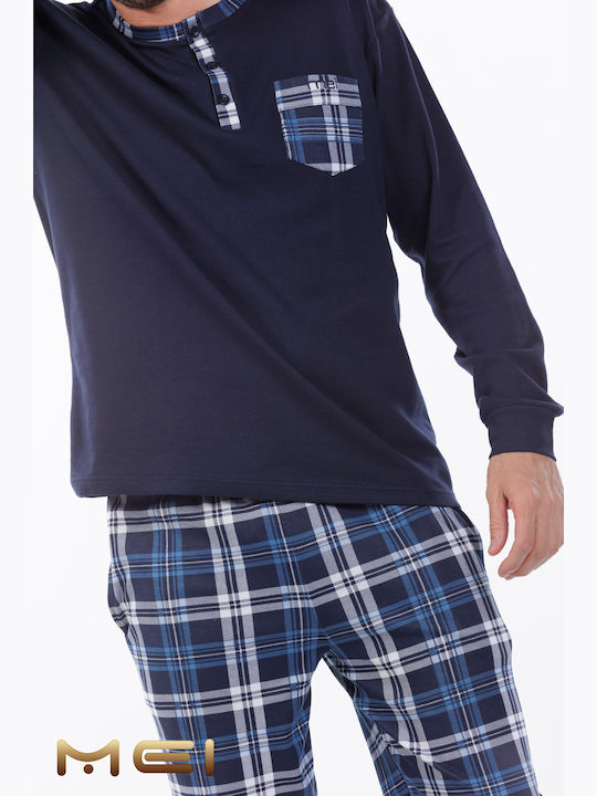 MEI Men's Winter Pajamas Set Dark Blue