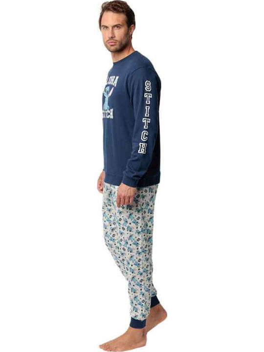 Disney Stitch Men's Winter Pajamas Set Blue