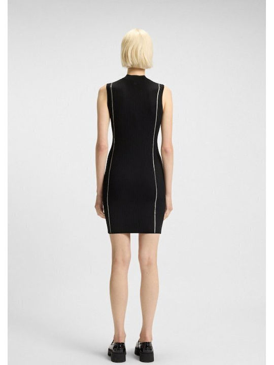 Sbonny Rochie De Vară Mini Tricotată Neagră