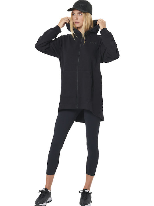 Long Women's Sweatshirt Jacket Hooded Black
