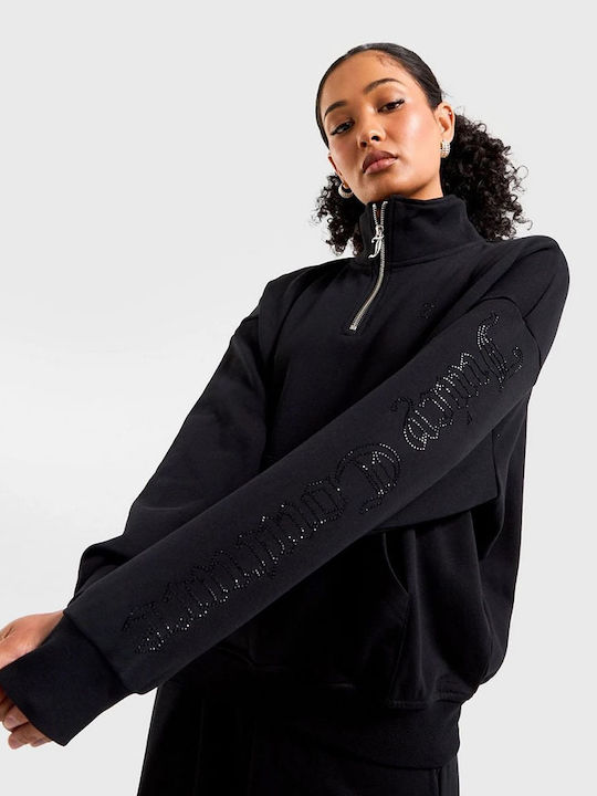 Long Women's Sweatshirt Hooded Black