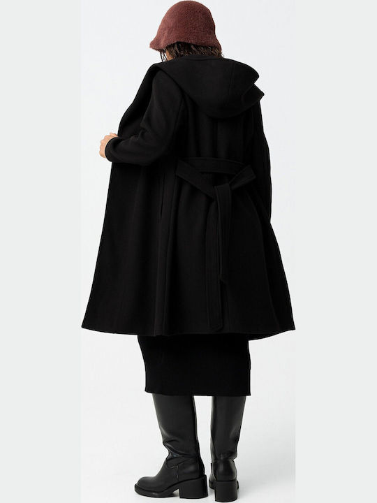 Women's Black Coat with Hood