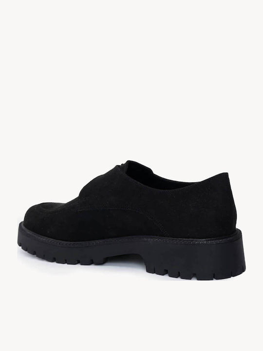 Μαύρα Loafers Αγκορά Σουέντ Μεταλλική Αγκράφα