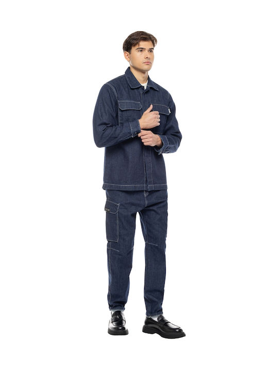 Ανδρικό Παντελόνι Τζιν Cargo Blue