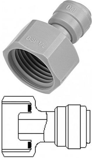 Quick Connector Straight Coupling 1/4" Tube Female Thread 1/2" Dmfit